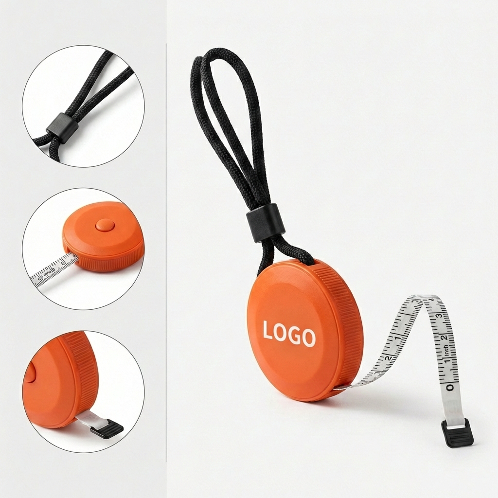 Pocket-Sized Circular Retractable Measuring Tape with Secure Lanyard