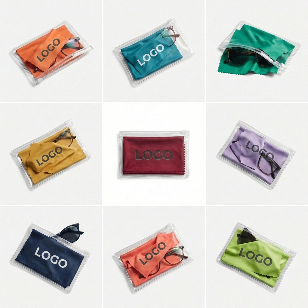 Microfiber Lens and Screen Cleaning Set with Clear Sliding Zip Pouch