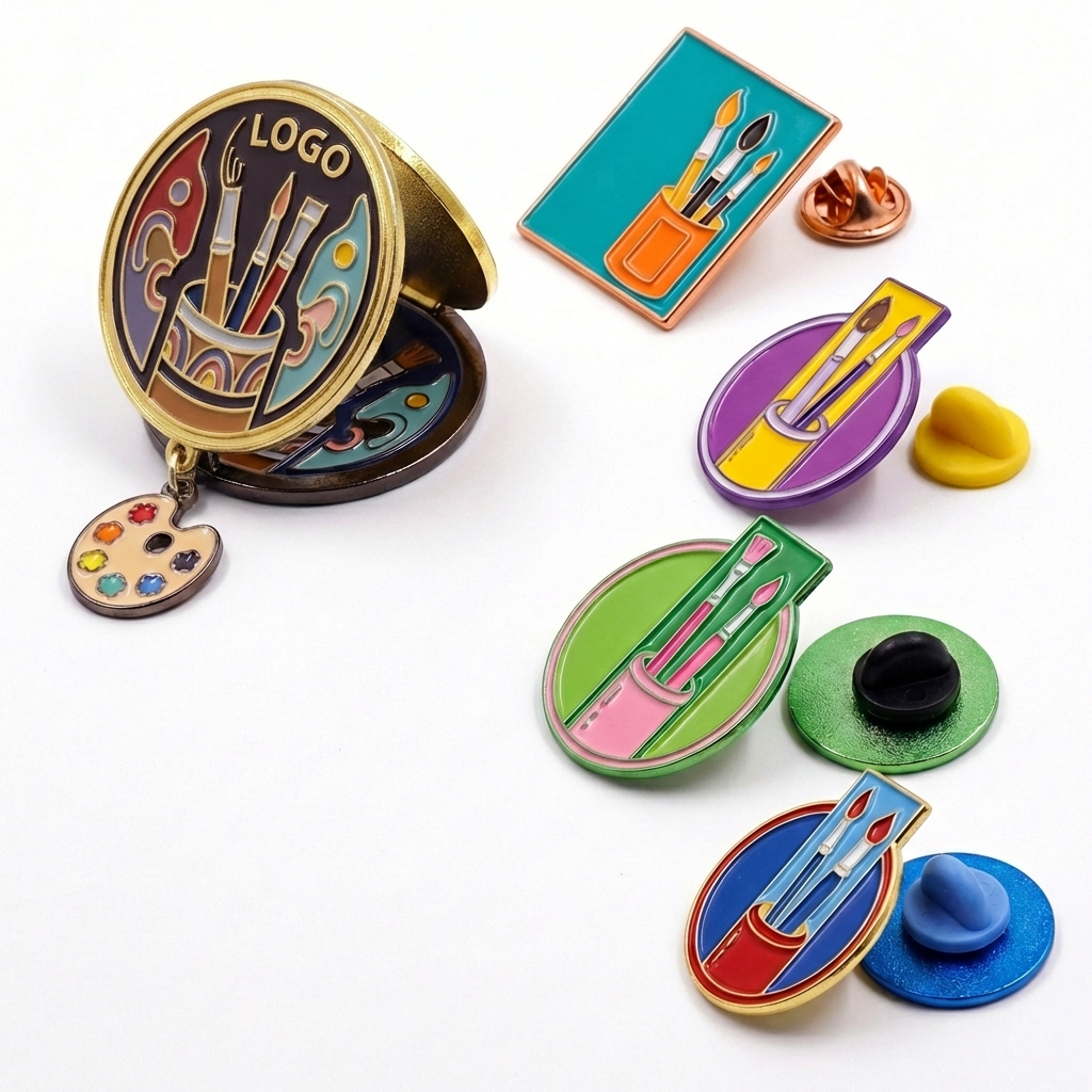 Hinged Locket-Style Enamel Identity Pin