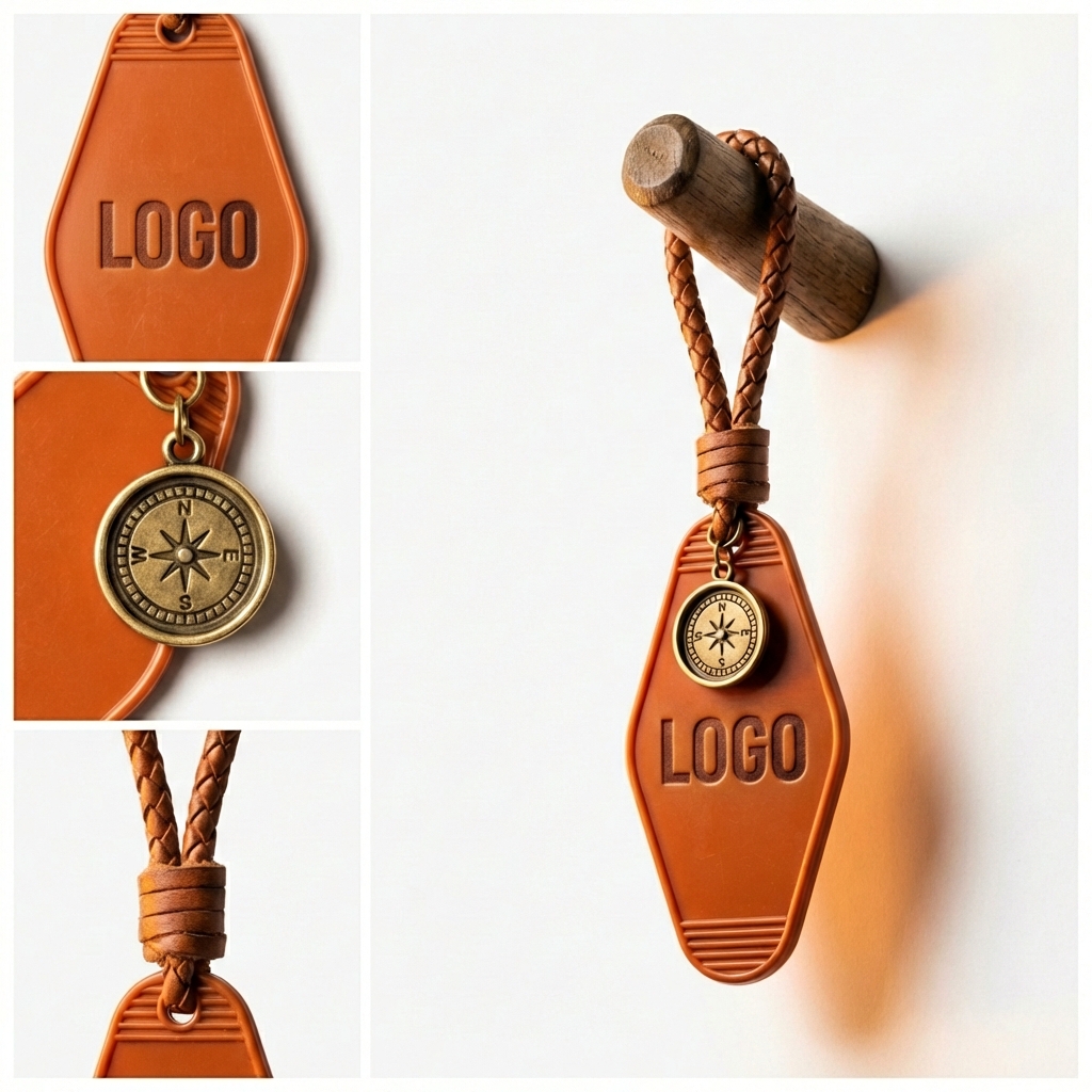 Classic Rhombus Key Tag with Braided Cord