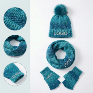 Marled Rib-Knit Winter Accessory Set - Beanie, Infinity Scarf & Gloves